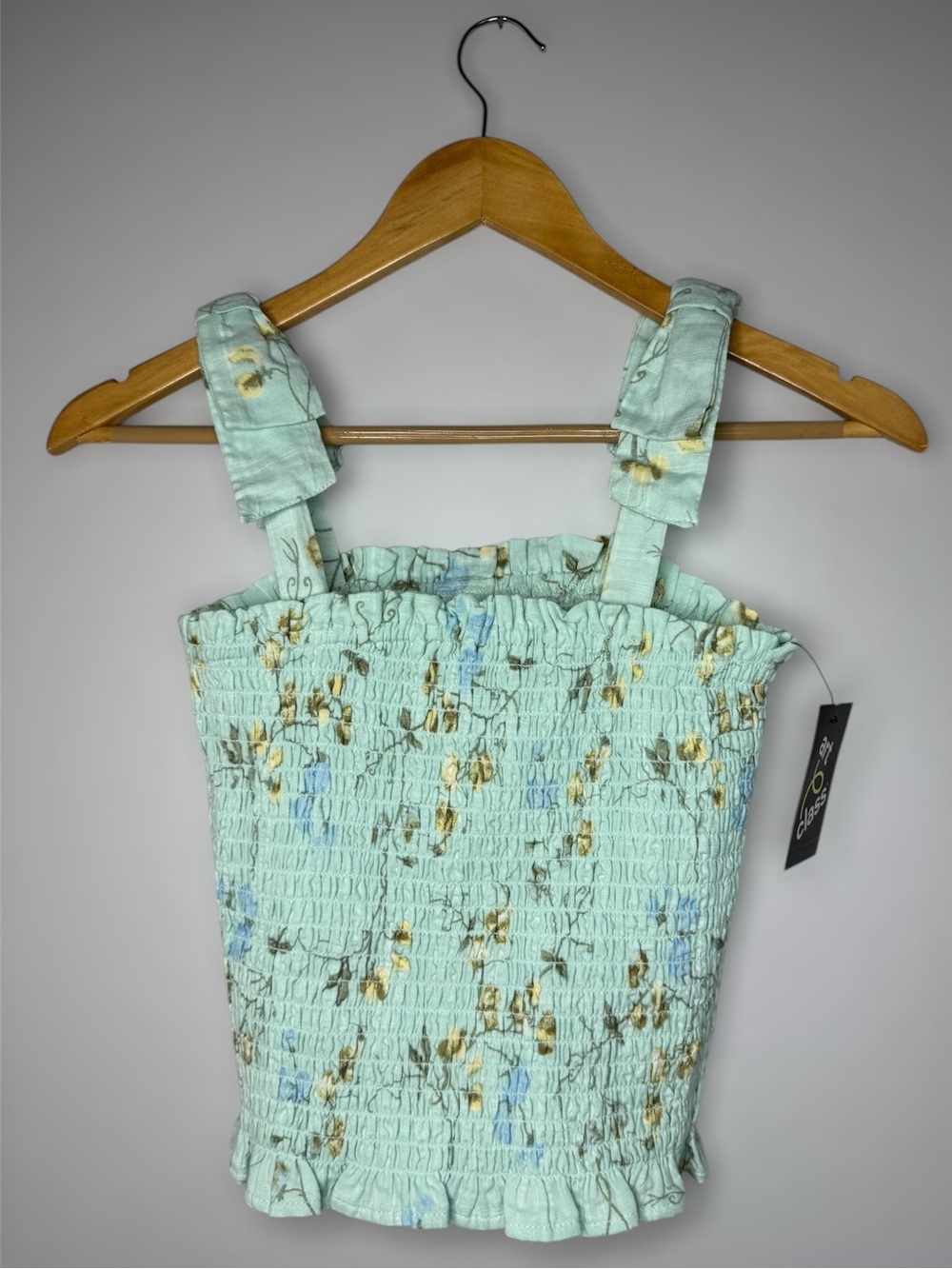 art class Light Mint Green Floral Smocked Tank Top Girls L (10/12)